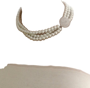 Trendy Handmade <b>3</b> <b>Strands</b> Ivory <b>Pearl</b> <b>Necklace</b>, Bride to Be Choker Choker Labradorite Moonstone <b>Pearl</b> <b>Necklace</b> - Product Image 1