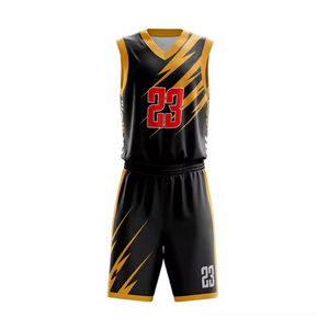 Ensemble d'uniformes de basket-ball sublimés personnalisés pour hommes short en jersey professionnel évacuant l'humidité imprimé d'équipe de grande taille respirant - Product Image 1