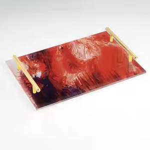 304 Grade Serving <b>Trays</b> with Oval Shaped Stainless Steel Metal Made Serving <b>Trays</b> For Food Serving Uses With Wooden Handle - Product Image 6