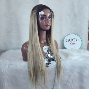 28 pouces 100% brut vietnamien Ombre blonde couleur os droite perruques de cheveux humains Double dessiné longue longueur Vietnam vendeur - Product Image 2