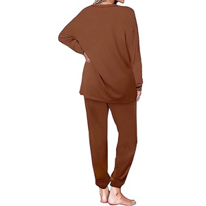 Ensemble de survêtement pour femme en velours côtelé d'hiver, 2 pièces, vêtements de sport en polaire, survêtement personnalisé, motif uni, qualité - Product Image 2