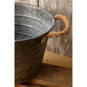 ถังโลหะแนววินเทจพร้อมที่จับเชือก,สำหรับตกแต่งบ้านถังโลหะชุบสังกะสีพร้อมที่จับเชือก - Product Image 3