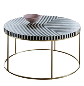 Base en fer doré de forme ronde Nouveau look Endroits de luxe Table d'appoint pour restaurants et cafés Vente d'usine Table basse en aluminium - Product Image 1