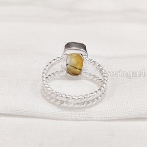 Bijoux en pierre brute bague pour femme pierre précieuse citrine brute naturelle novembre pierre de naissance torsadée bijoux bague en argent Sterling 925 - Product Image 6