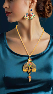 Super Ofertas Collar Pendientes Conjunto con 22K Chapado en Oro Estilo Tradicional Collar Pendientes Conjunto PARA LA Venta por Exportadores Indios - Product Image 3