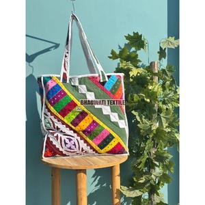 Indian Handmade Quilted Tote Bag Cotton Fabric Patchwork Design Daily Use for Travel Beach Grocery Shopping Great Gift Idea - Product Image 1