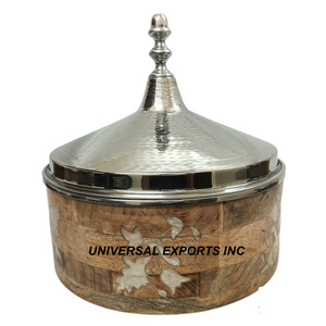 Set of Three Hammered Hotpot Round Shape <b>Tabletop</b> Handmade Classic Eco-Friendly Luxury Metal Casserole Food Warmer - Product Image 6