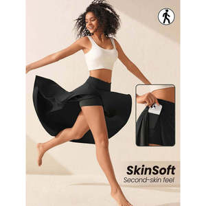 Women's Sandy <b>Skirt</b> with Pocket Detail and <b>Leggings</b>, 36302 - Black - Product Image 2