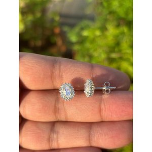 Natural Rainbow Moonstone Flower <b>Stud</b> <b>Earrings</b> 925 Sterling Silver Handmade Fine Gemstone Jewelry for Wedding - Product Image 2