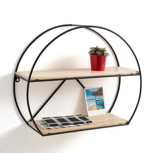 Support mural noir en forme d'hexagone support de rangement mural métal et bois pour la maison salon support mural décoratif - Product Image 4