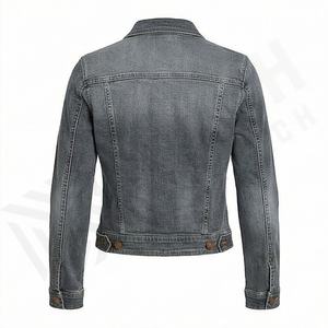 Veste en jean courte en coton mélangé de couleur personnalisée pour femmes, veste en jean courte doublée, boutons, hiver, vente en gros, mode haut de gamme - Product Image 2