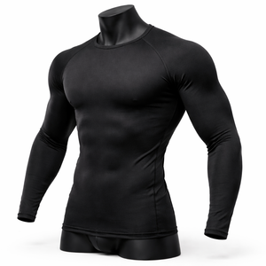 Chemises de compression pour hommes en solde - Écologiques et respirantes en Spandex/Polyester, vêtements de fitness personnalisables, haut de compression à manches longues - Product Image 3