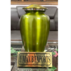 Aluminium Adult Maroon Green Color Cremation Urns for Human Ashes with Free <b>Velvet</b> <b>Bag</b> Wholesale Price - Product Image 1