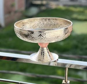 Bol de service en laiton tendance couleur argent avec base en résine pour la maison hôtel et restaurant dessus de table vaisselle servant des bols à fruits - Product Image 5