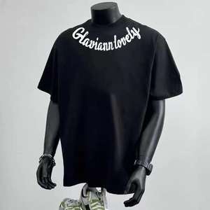 เสื้อยืดพิมพ์ลายแฟชั่นฤดูร้อนผ้าฝ้ายถัก 100% น้ำหนัก 220 กรัม สไตล์วินเทจทรงโอเวอร์ไซส์ไหล่ตกสำหรับผู้ชาย พร้อมโลโก้แบบกำหนดเอง - Product Image 1