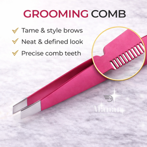 Pinzas Profesionales para Cejas Rosadas, de Acero Inoxidable, Punta Inclinada, Herramienta de Precisión para Dar Forma a las Cejas, con Peine y Agarre, Calidad Premium - Product Image 4