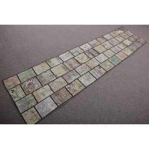 Alfombra Turca Vintage de 2,1x8,5 pies, Alfombra de Lana con Diseño de Patchwork Marrón - Product Image 2