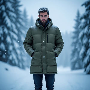 Chaqueta acolchada ligera para hombre con cremallera y cuello levantado, logotipo frontal transpirable y resistente al viento para uso en exteriores en invierno - Product Image 4