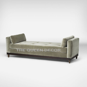 Sofá y Banco otomano con forma de rectángulo y patas de madera de estilo moderno, hogar y granja usados hechos a mano de lujo - Product Image 5
