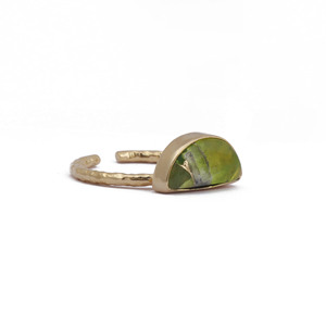 Hecho a mano Cobre Turquesa Piedra preciosa Recoger conjunto Anillo Luna Forma Piedra preciosa Martillo Texturizado Anillo ajustable - Product Image 1