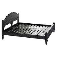 Lit mural King Size en bois sculpté indien fait main, finition noire, mobilier de maison haut de gamme, gonflable et pliable, modèle 2024, le plus tendance