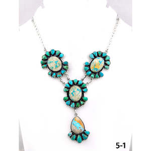 Collier artisanal sud-ouest avec serti clos, mélange de turquoise et technologie d'incrustation en argent sterling - Product Image 1