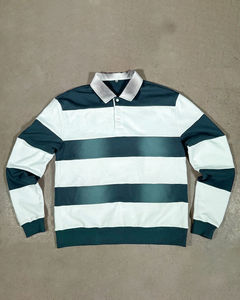 Trade Mfg de gran tamaño para hombre de algodón de talla grande para Polo de manga larga corte coser rayas Jersey Panel Vintage Block Spray - Product Image 1