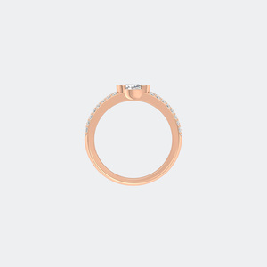 Bague solitaire en or massif avec diamant ovale 1,00 carat, sertie pavé, élégante, pour fiançailles, cadeau d'anniversaire pour femme - Product Image 5
