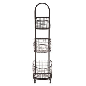 Panier en fil de fer avec poignée, revêtement en poudre noire de qualité export, taille personnalisée pour le rangement sur la table de cuisine - Product Image 1