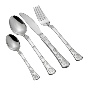 Juego de Cubiertos Desechables de Acero Inoxidable de Primera Calidad, Diseño Antiguo con Mango Moderno, Cubertería Plateada para Uso Elegante en la Cena - Product Image 3