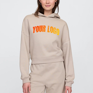 Nouvel arrivage 2025 sweats à capuche pour femmes 450GSM Heavy Fleece 100% Cotton Sweatshirt pour femmes Logo imprimé personnalisé Sweats à capuche pour femmes surdimensionnés - Product Image 1