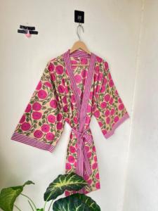 Hermosa bata de baño suave Kimono estampado de algodón para despedida de soltera o regalo Tipo de vestido informal - Product Image 5