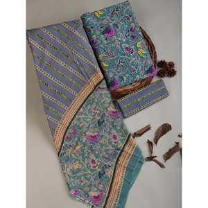 ชุดเดรสผ้าฝ้ายแท้พิมพ์ลายสีน้ำเงินอมเขียว (SHKS1177) ฟรีไซส์ - Product Image 1