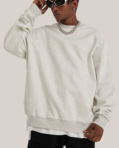 Diseño de tela pesada personalizada artículos de moda algodón francés Terry Streetwear sudaderas con capucha liso cuello redondo de gran tamaño hombres Sudadera con capucha - Product Image 4