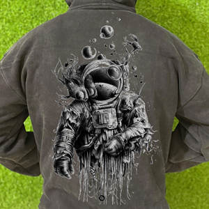 Nouveauté : Sweats à capuche personnalisés pour hommes en coton et polyester avec fermeture éclair, vente en gros OEM, teinture unie, impression numérique, polaire 300 g/m² - Product Image 5