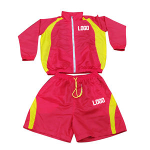 100% Nylon coupe-vent fermeture éclair veste et short ensemble Logo personnalisé coupe-vent grande taille hommes plaine ensemble court couleur contrastée - Product Image 4