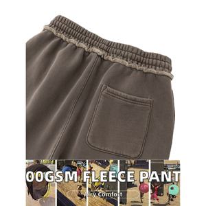 400gsm Heavy <b>Weight</b> High Quality Woolen Sweatpants Men Elastic Waist Sun Faded Blank Baggy Pants Wide <b>Leg</b> Flat Front Straight - Product Image 2