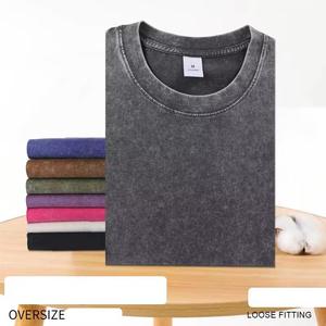 2025 nouveauté haute qualité 100% coton lavé à l'acide Vintage T-Shirt broderie personnalisée pour femmes et hommes - Product Image 2