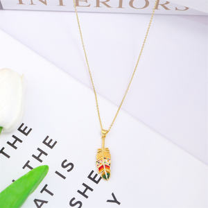 Collana di piume di speranza di rame gioielli a catena lunga Design semplice collana pendente per le donne - Product Image 4