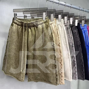 Shorts d'été décontractés pour hommes en toile 100% coton, style streetwear, avec cordon de serrage, respirants, déchirés et troués, couleur unie - Product Image 2