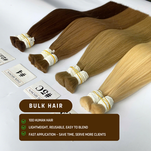 <b>Silky</b> Smooth Super Double Drawn Bulk Straight Bundles Ash Blonde Color 100% Vietnamese Human Hair Extensions - Product Image 6