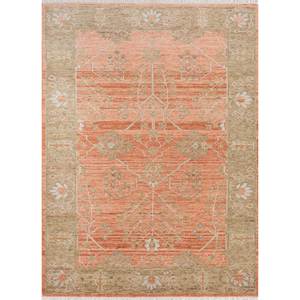 พรมขนสัตว์ถักมือขนาดใหญ่ลายเมดัลเลียนสีแดงส้มแบบนามธรรมทรงสี่เหลี่ยมผืนผ้าสำหรับบ้าน-พรมทางเข้าขนาด 9x12 ฟุต-LCA-603 - Product Image 1