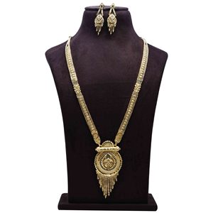 ชุดสร้อยคอยาวแฟชั่น14K 18K 24K เครื่องประดับทองเหลืองดีไซน์ดอกไม้สำหรับงานแต่งงานออร์โธดอกซ์บริการทางศาสนา - Product Image 1