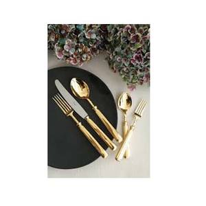 ชุดช้อนส้อมกระจกสีทองมีดีไซน์ทรงกลมตัวหนาหรูหราทันสมัย - Product Image 1