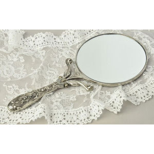 New Antique Design Hand <b>Mirror</b> Deluxe Quality Metal Material Silver Hand <b>Mirror</b> Suitable For Makeup Vanity Living Room Office - Product Image 4
