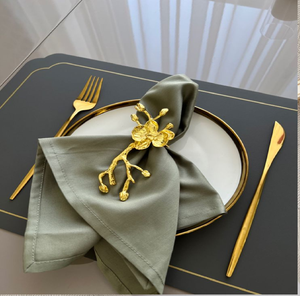 Rond de serviette décoratif en or poli, rouleau de feuille artistique, pièce maîtresse élégante, célébrations, disponible au prix de gros. - Product Image 4