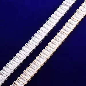 Cadena de Tenis de Diamantes con Corte Esmeralda, Claridad VVS1, Personalizada de Lujo, Unisex, Totalmente Engastada en Plata de Ley, Pulsera Artinejewels - Product Image 4