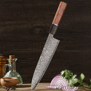 Wholesale Customized OEM ODM PRESTIGE BLADES Luxury Three-Color Copper Damascus Steel Chef <b>Knife</b> Ambidextrous Design Dishwasher - Product Image 5