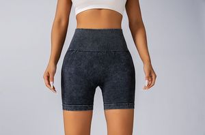 Pantalones cortos de motorista de yoga para mujer, mallas sexis de punto sin costuras, cintura alta, lavado con arena, logotipo personalizado - Product Image 6