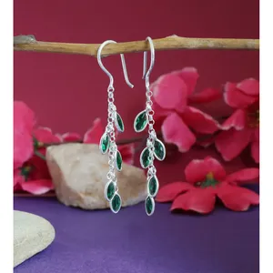 Pendientes de Plata de Ley 925 con Hoja Verde para Mujer, Regalos de Moda - Product Image 2